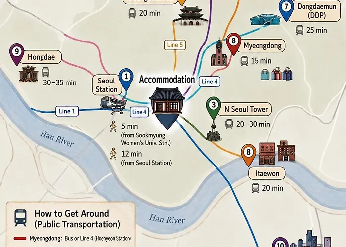 Breeze In Namsan-서울역 공항철도 Ktx 2층단독사용 방2 침대3 소파베드1 업무공간 최대7인 남산뷰 명동 Séoul